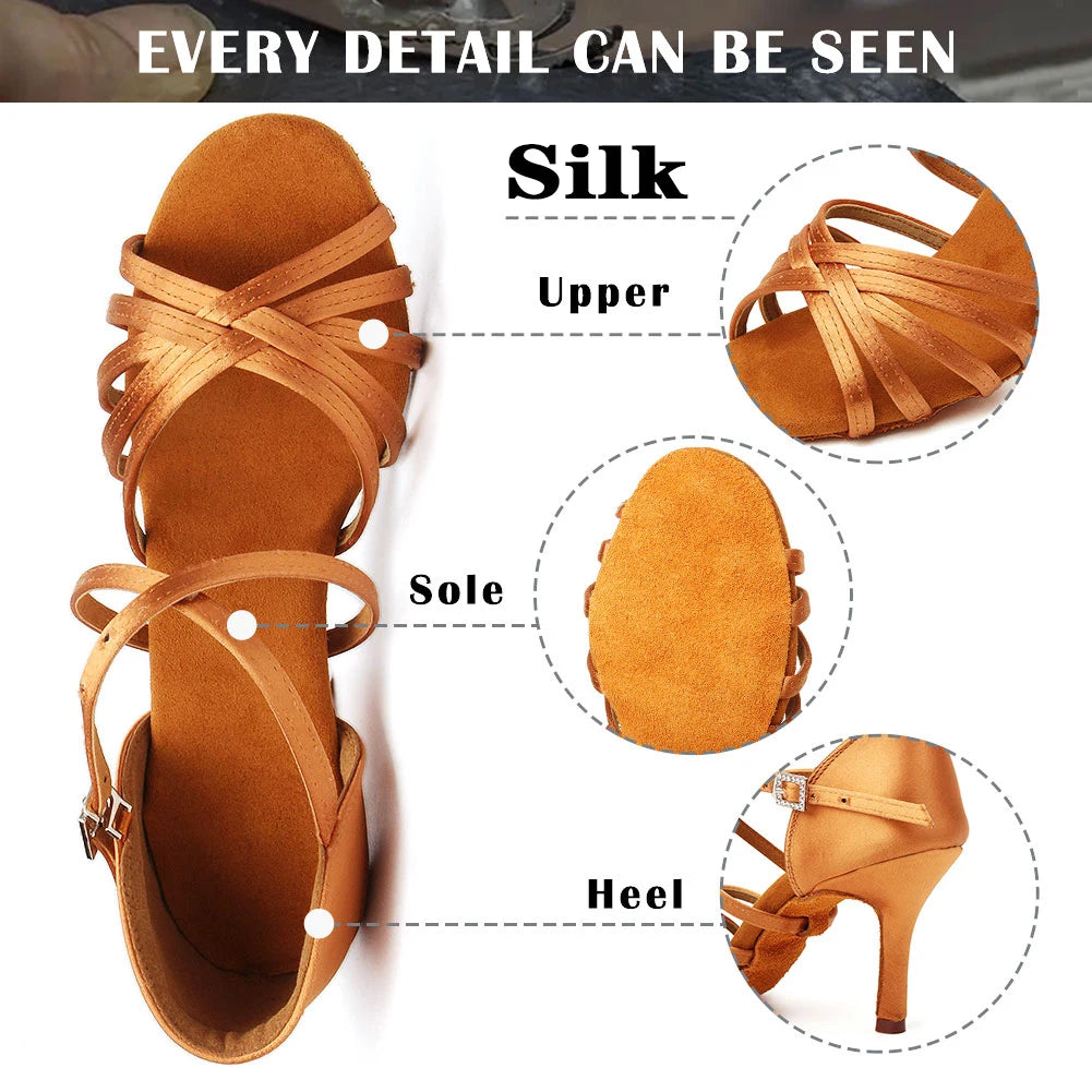 SWDZM New Women's Latin Dance Shoes Ballroom High Heel Dance Shoes Soft Sole Tango Salsa Party Shoes For Ladies Girl Sandals