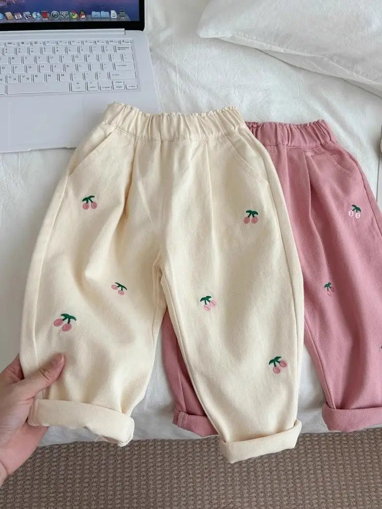 Girls pants Spring and Autumn new Western Children's baby beige casual pants Cotton girls  trousers Fashion