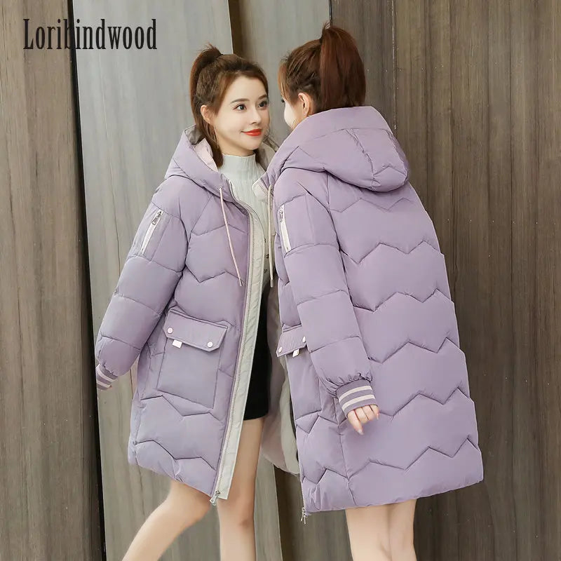 2023 Winter Women Jacket Coats Long Parkas Female Down cotton Hooded Overcoat Thick Warm Jackets Windproof Casual Student Coat