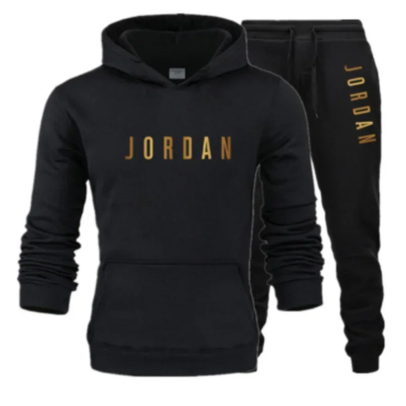 Men's printed sports suit hoodie and sweatpants two-piece set  suitable for casual sports street wear