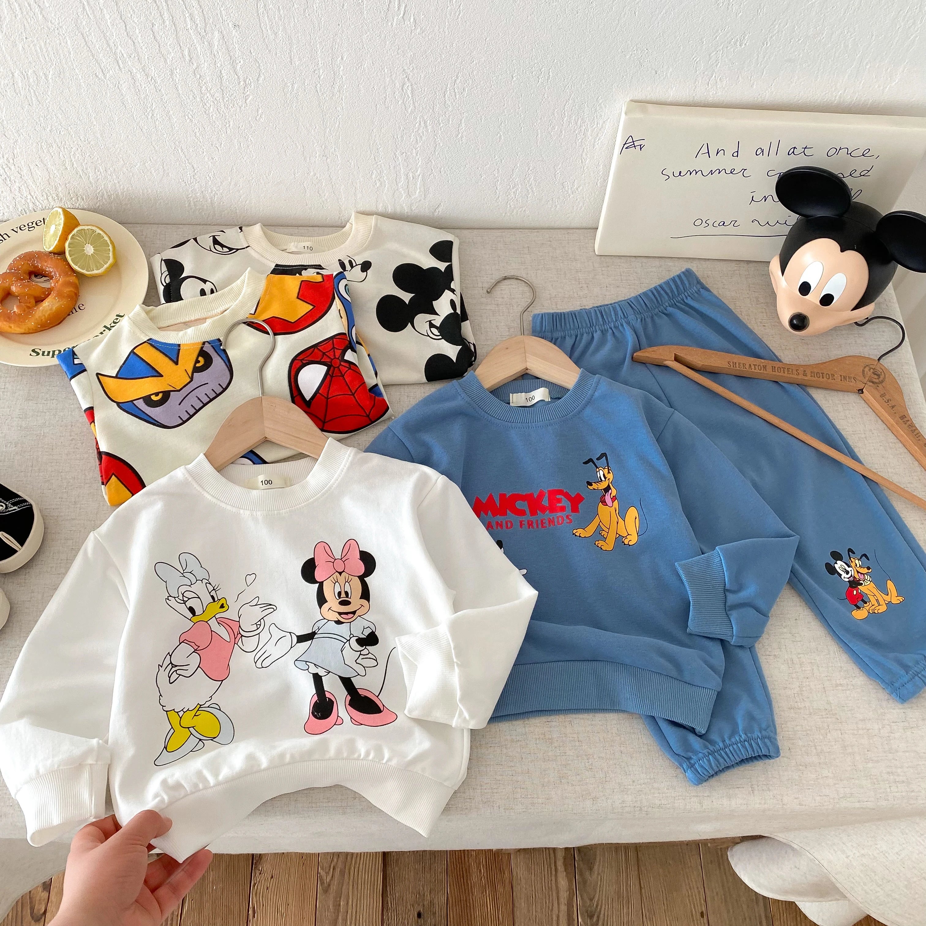 Brand Long Sleeve Suits Print Crewneck Sweatshirt+pants 2piece Set Baby Boys Girls Casual Sports Clothes Cute Tops Sweatpants