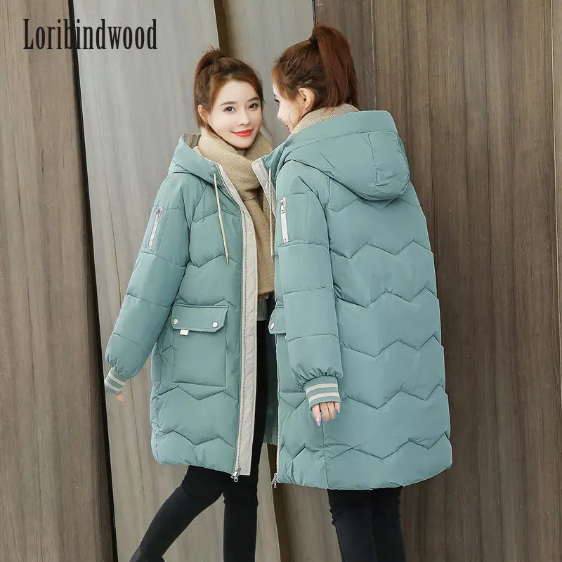 2023 Winter Women Jacket Coats Long Parkas Female Down cotton Hooded Overcoat Thick Warm Jackets Windproof Casual Student Coat