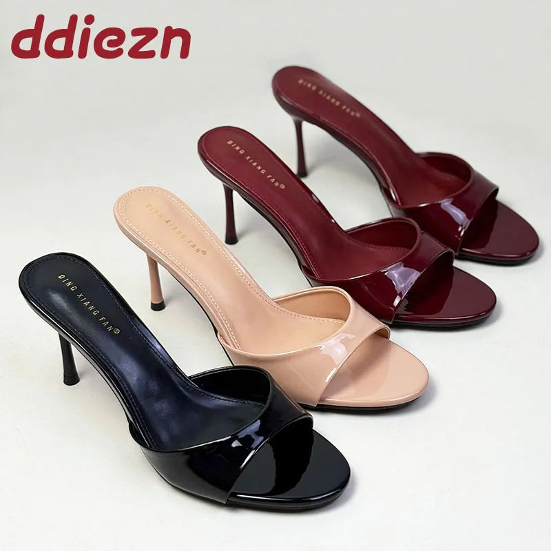 Luxury Footwear Slip On Women Stiletto Heels Shoes 2025 New Fashion Round Toe Ladies High Heels Pumps Shoes Female Slides