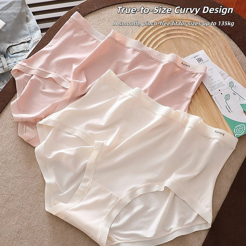 Plus Size Panties High-Waisted Women'S 3-Pack Modal Underwear Up To 270jin No Bite Comfort For Curvy Girls