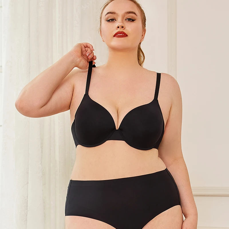 2Pcs/Set Comfortable Adjustable Push Up Bra Shockproof Lingerie Wireless Deep V Bra Anti-sagging Brassiere for Women Summer Bras