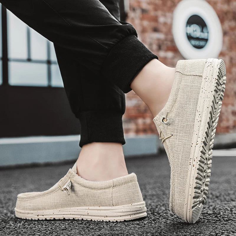 Men Shoes Casual Canvas Loafers Shoes Light Breathable Flats Leisure Male Vulcanized Shoes Walking Sneakers Plus Size 39-46
