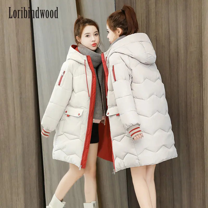 2023 Winter Women Jacket Coats Long Parkas Female Down cotton Hooded Overcoat Thick Warm Jackets Windproof Casual Student Coat