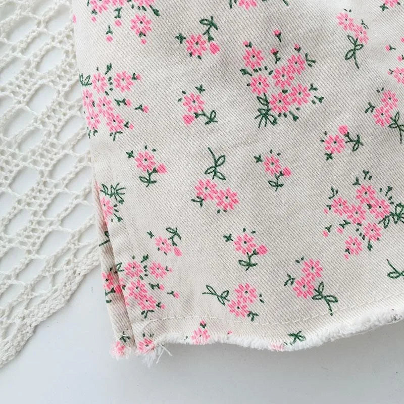 Baby Stylish Cute Sweet Pink Floral Skirts Summer Fashionable Girls Short Skirt Korean Children A-line Skirt Kids Clothes