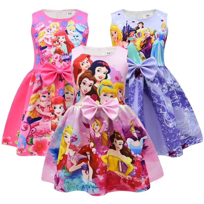 Kids Princess Dress for Girls Cartoon Mermaid Ariel Cinderella Tangled Belle Princess Dress Birthday Christmas Party Dresses