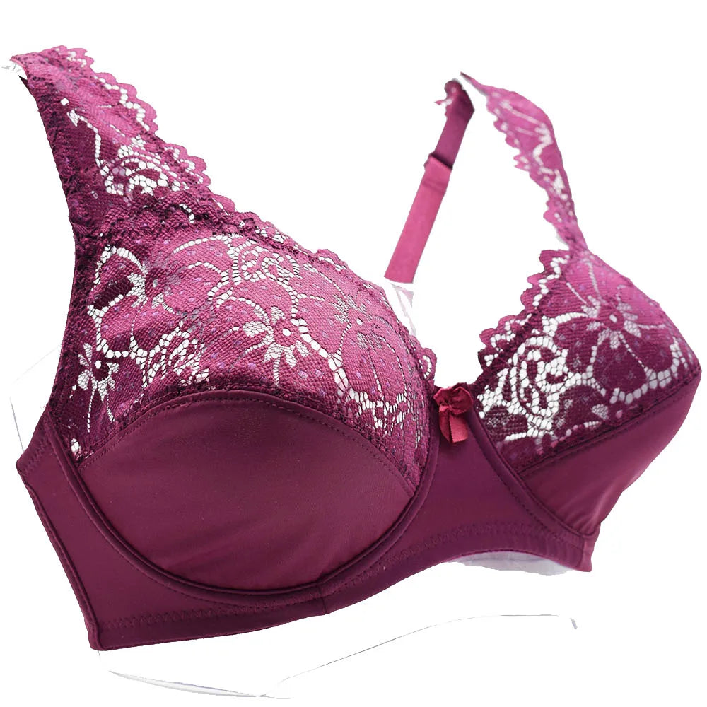 Women Plus Size Bra Breathable Sexy Lingerie Perspective Brassiere Floral Lace Bras Unlined Underwire Female Underwear