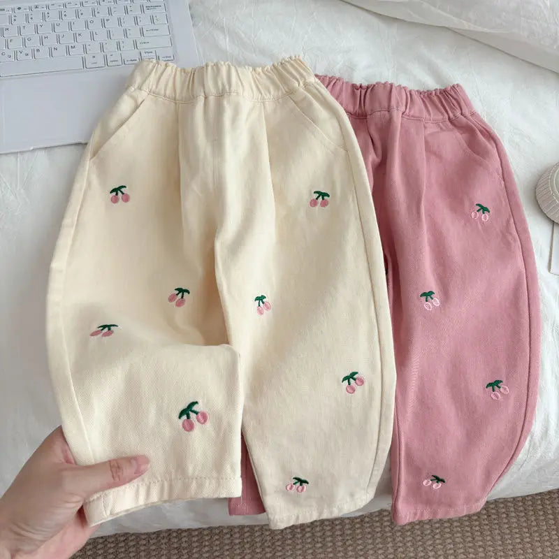 Girls pants Spring and Autumn new Western Children's baby beige casual pants Cotton girls  trousers Fashion