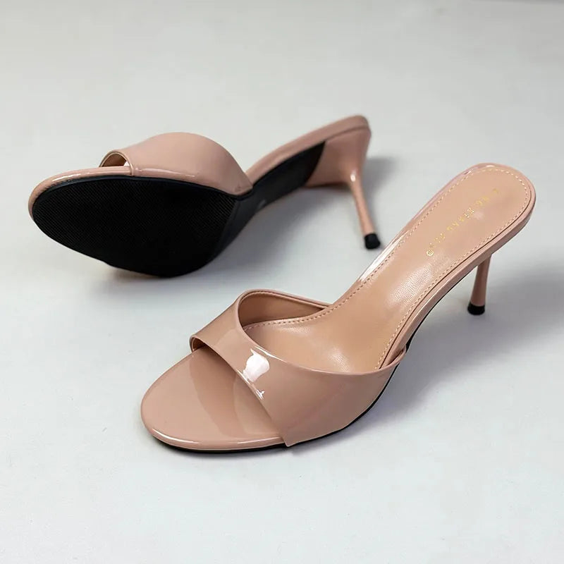 Luxury Footwear Slip On Women Stiletto Heels Shoes 2025 New Fashion Round Toe Ladies High Heels Pumps Shoes Female Slides